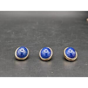 Vintage Jomaz Joseph Mazer Blue Lapis Glass Earrings Set of 3 Pieces Mid Century